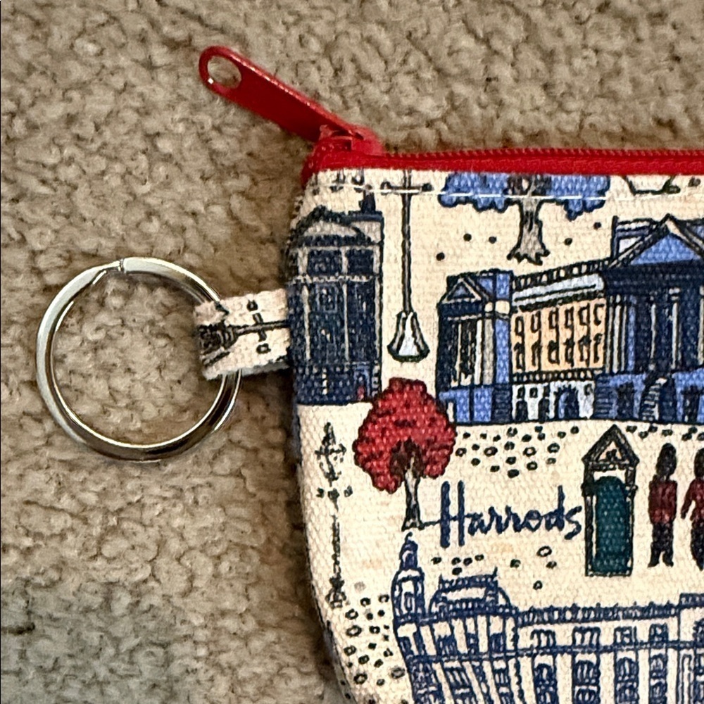 Harrods Blue and Red Cityscape Coin Pouch - Picture 7 of 9